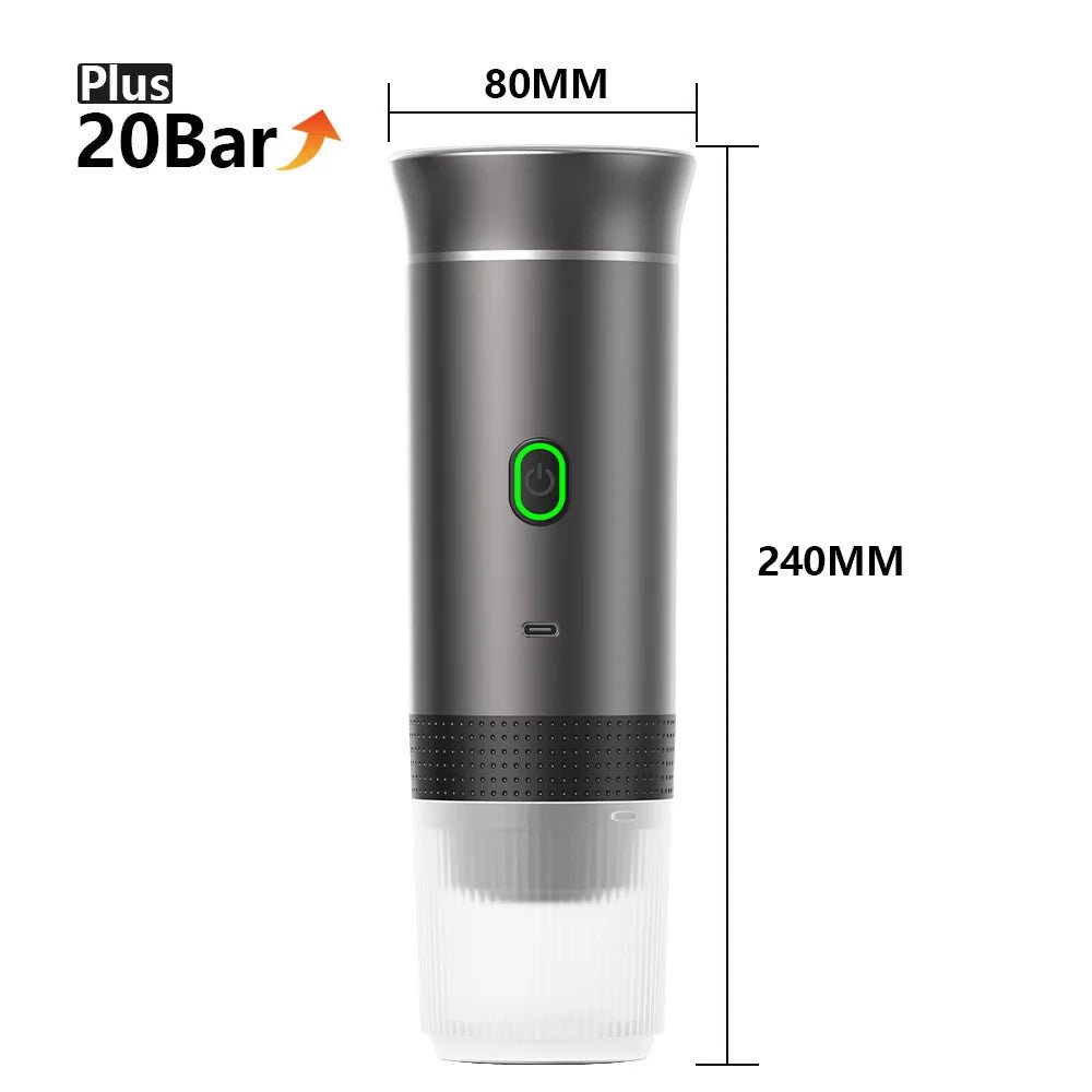 Machine à café expresso électrique Portable sans fil, pour voiture et maison, Camping, 3 en 1, capsules de poudre, cafetière de voyage - Golden High-Tech