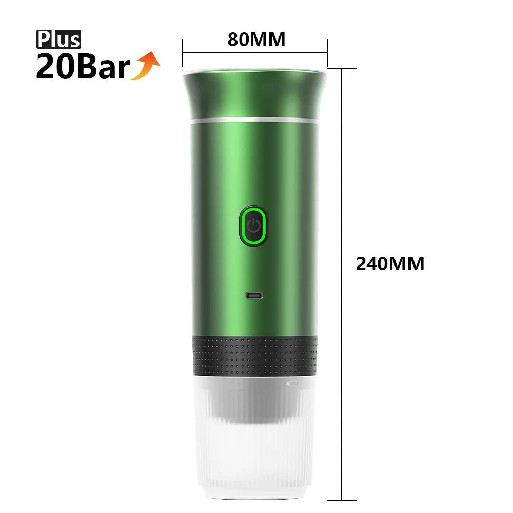 Machine à café expresso électrique Portable sans fil, pour voiture et maison, Camping, 3 en 1, capsules de poudre, cafetière de voyage - Golden High-Tech
