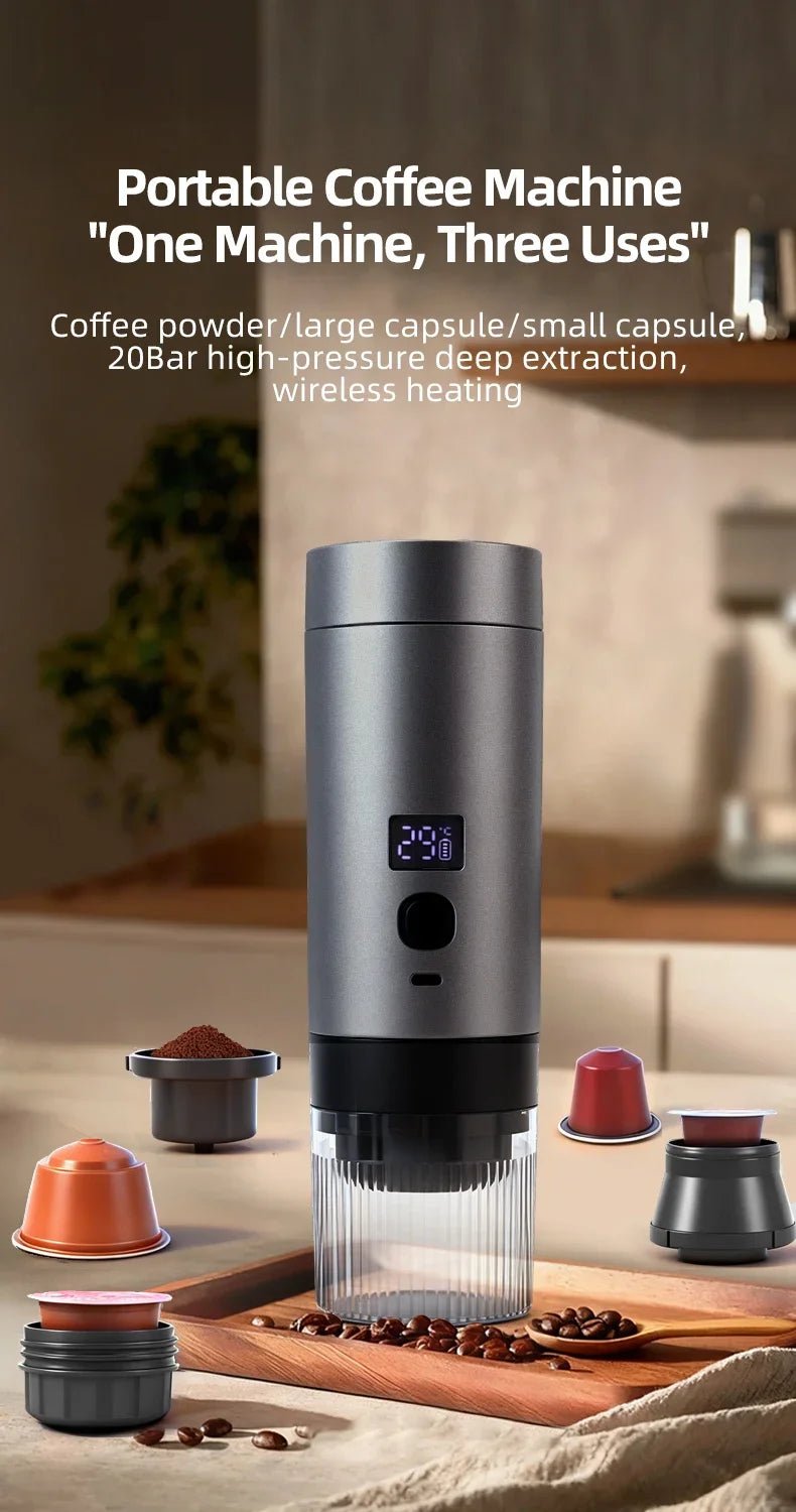 Machine à café expresso Portable, chauffage, Rechargeable, Extraction concentrée, pour voyage et bureau - Golden High-Tech