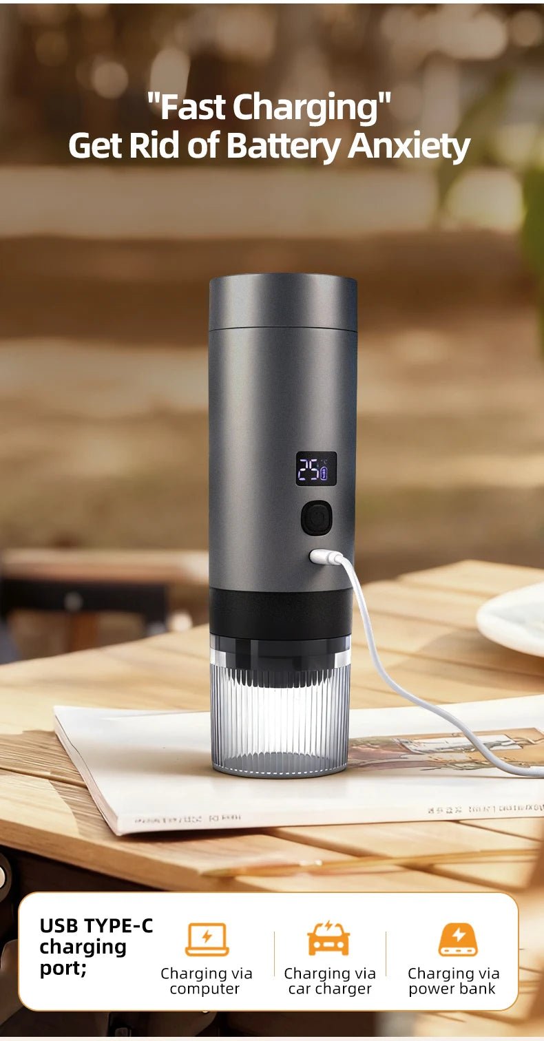 Machine à café expresso Portable, chauffage, Rechargeable, Extraction concentrée, pour voyage et bureau - Golden High-Tech