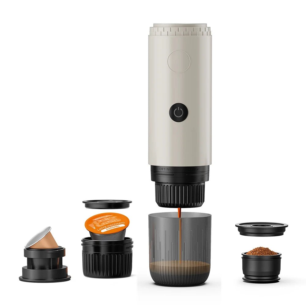 Machine à café expresso portable de voyage 2 en 1 pour voitures familles camping en plein air machine à café capsule poudre Nespresso - Golden High-Tech