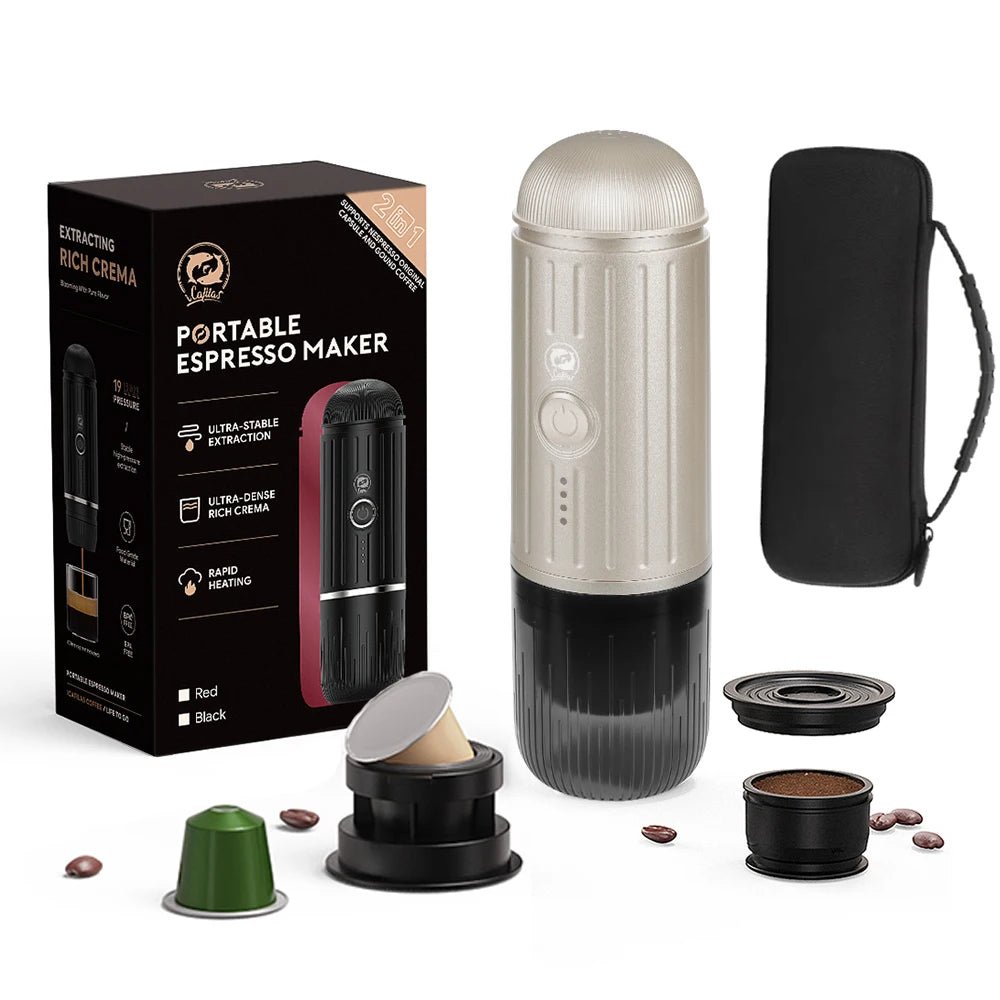 Machine à café expresso Portable, électrique, 19 bars, chauffage automatique, adaptée aux dosettes de capsules nespresso, café moulu - Golden High-Tech