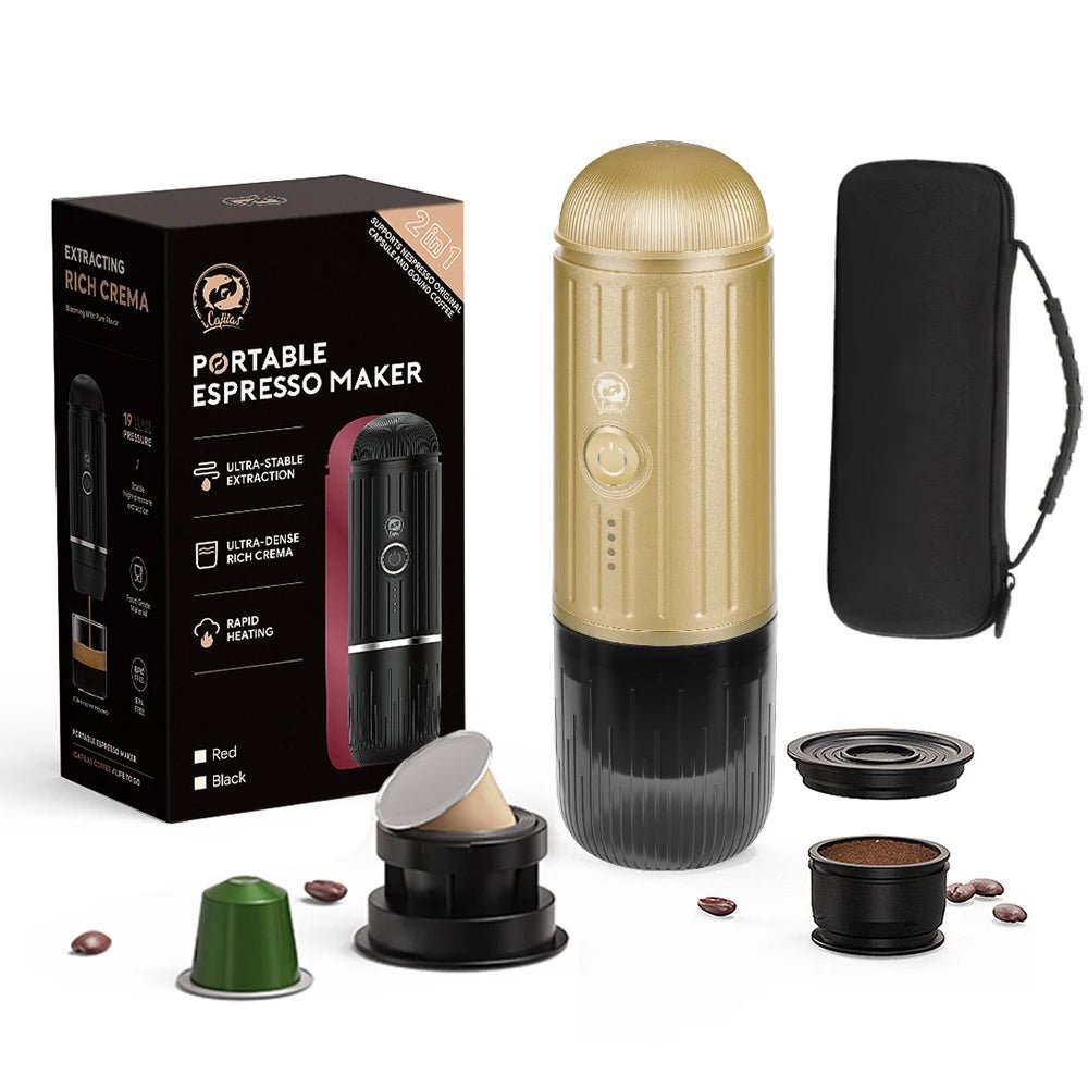 Machine à café expresso Portable, électrique, 19 bars, chauffage automatique, adaptée aux dosettes de capsules nespresso, café moulu - Golden High-Tech
