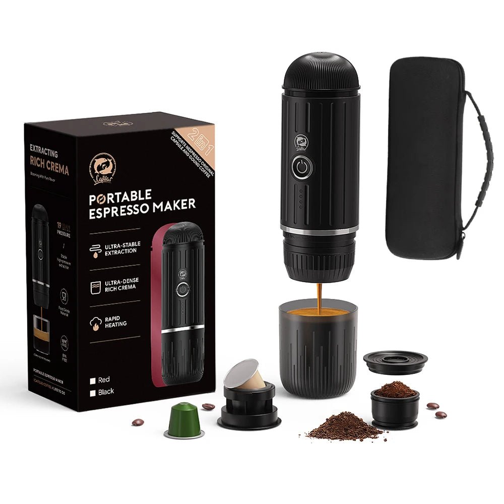 Machine à café expresso Portable, électrique, 19 bars, chauffage automatique, adaptée aux dosettes de capsules nespresso, café moulu - Golden High-Tech