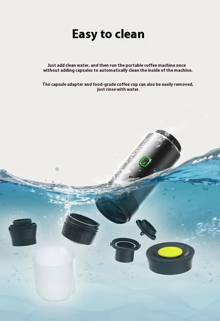 Machine à café portable électrique alimentée par USB, machine à café automatique à capsules pour l'extérieur, pour l'eau chaude et froide, facile à utiliser - Golden High-Tech