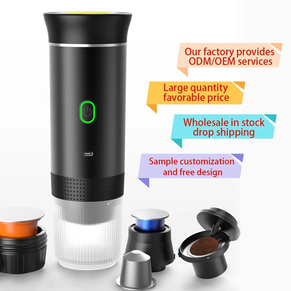 Machine à café portable électrique alimentée par USB, machine à café automatique à capsules pour l'extérieur, pour l'eau chaude et froide, facile à utiliser - Golden High-Tech