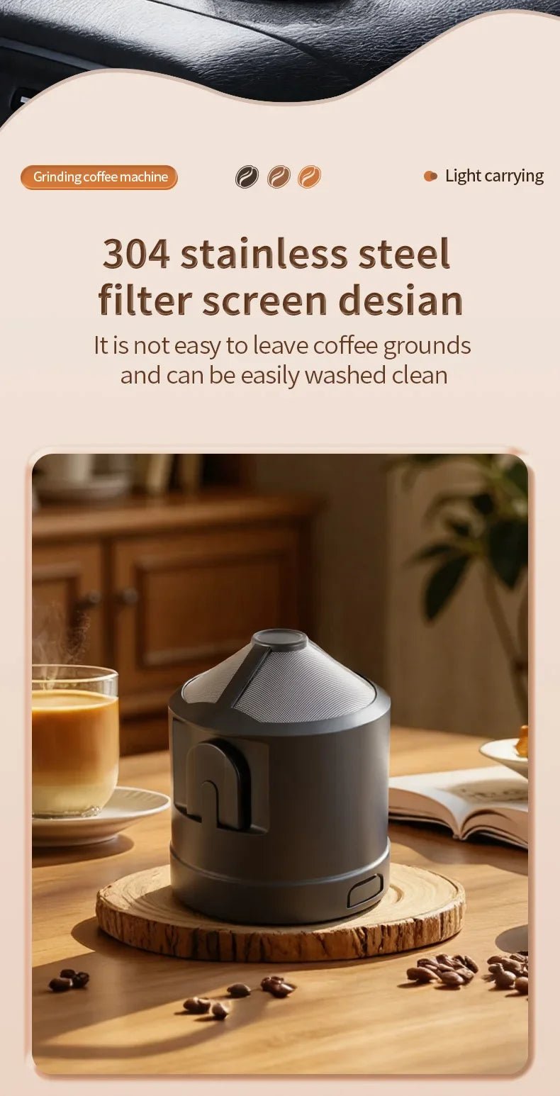 Machine à café portable sans fil 2-en-1 pour le camping en plein air - Broyeur de grains et cafetière manuelle portable - Golden High-Tech