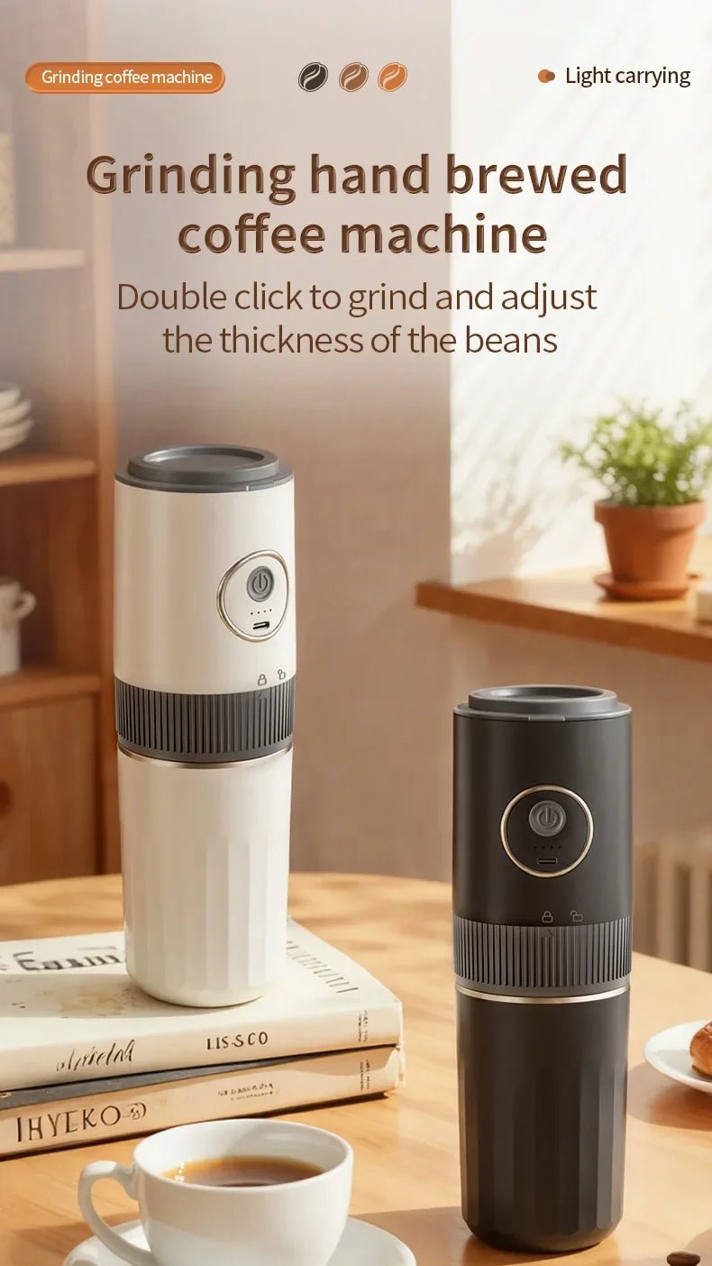 Machine à café portable sans fil 2-en-1 pour le camping en plein air - Broyeur de grains et cafetière manuelle portable - Golden High-Tech