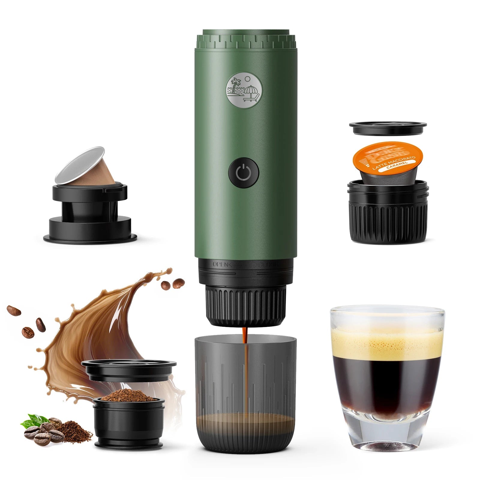 Machine à expresso Portable 3 en 1, cafetière de voyage pour Camping randonnée bureau auto-chauffante avec USB-C - Golden High-Tech
