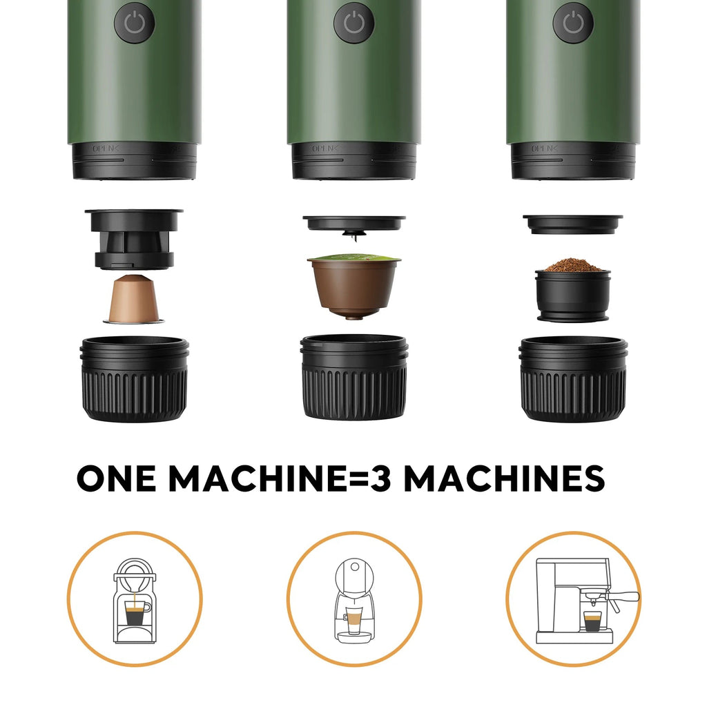 Machine à expresso Portable 3 en 1, cafetière de voyage pour Camping randonnée bureau auto-chauffante avec USB-C - Golden High-Tech