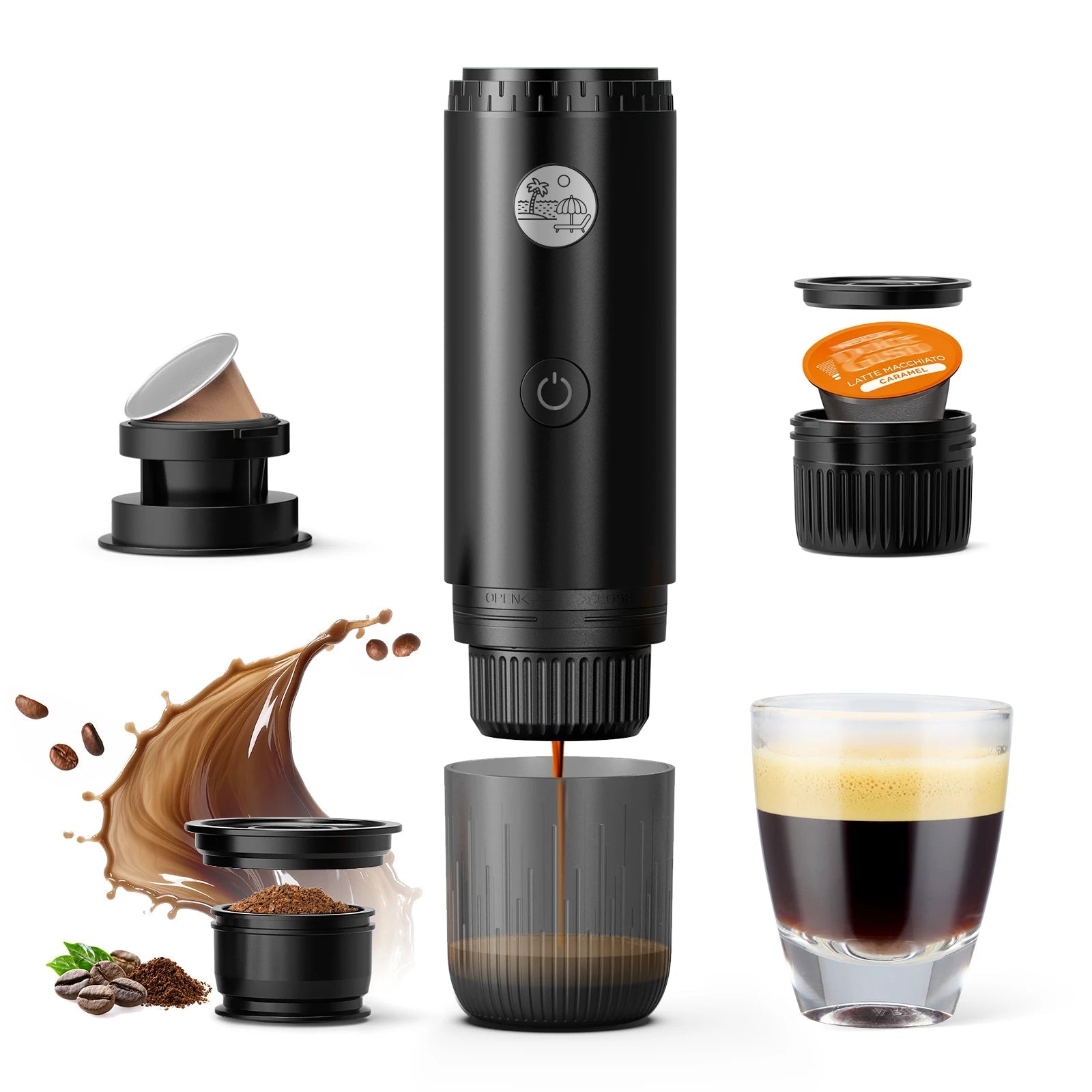 Machine à expresso Portable 3 en 1, cafetière de voyage pour Camping randonnée bureau auto-chauffante avec USB-C - Golden High-Tech