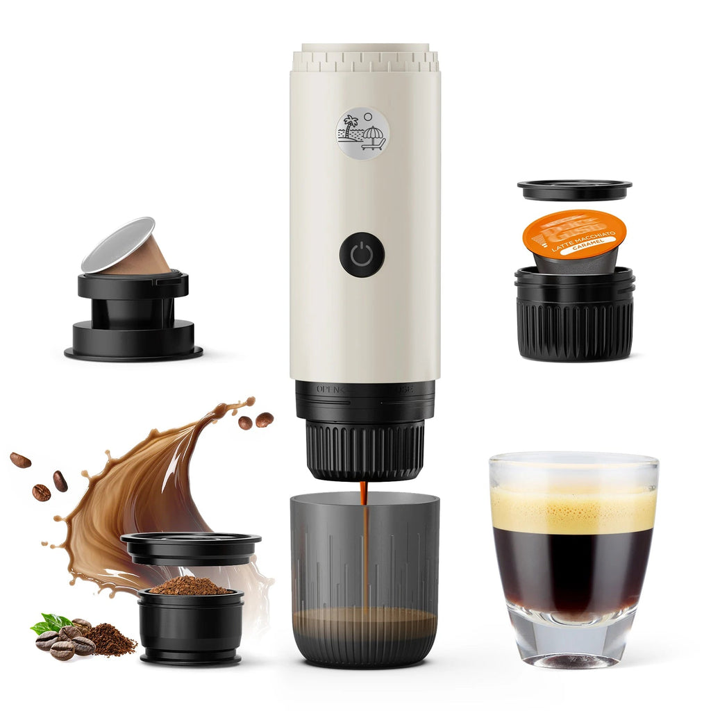 Machine à expresso Portable 3 en 1, cafetière de voyage pour Camping randonnée bureau auto-chauffante avec USB-C - Golden High-Tech