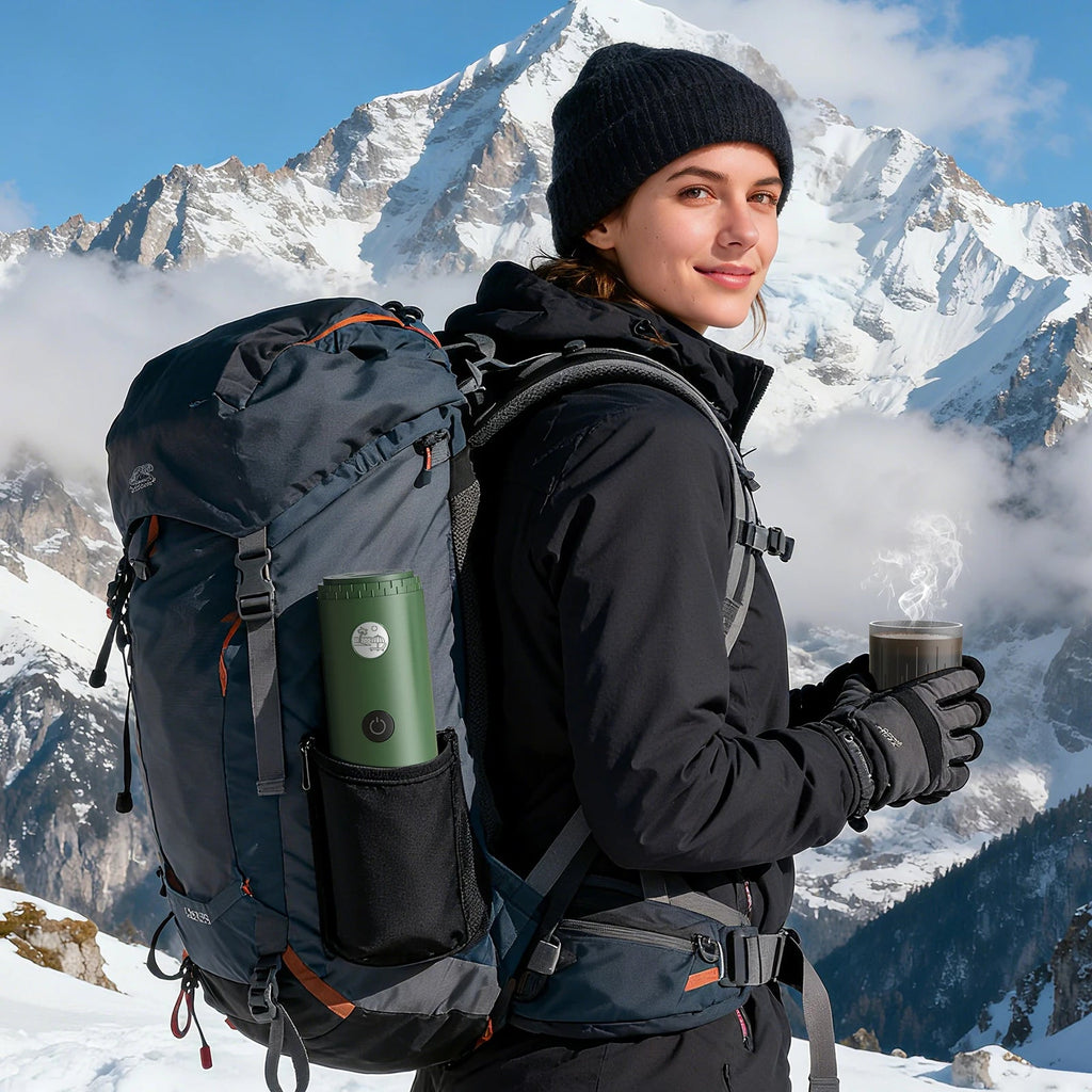 Machine à expresso Portable 3 en 1, cafetière de voyage pour Camping randonnée bureau auto-chauffante avec USB-C - Golden High-Tech
