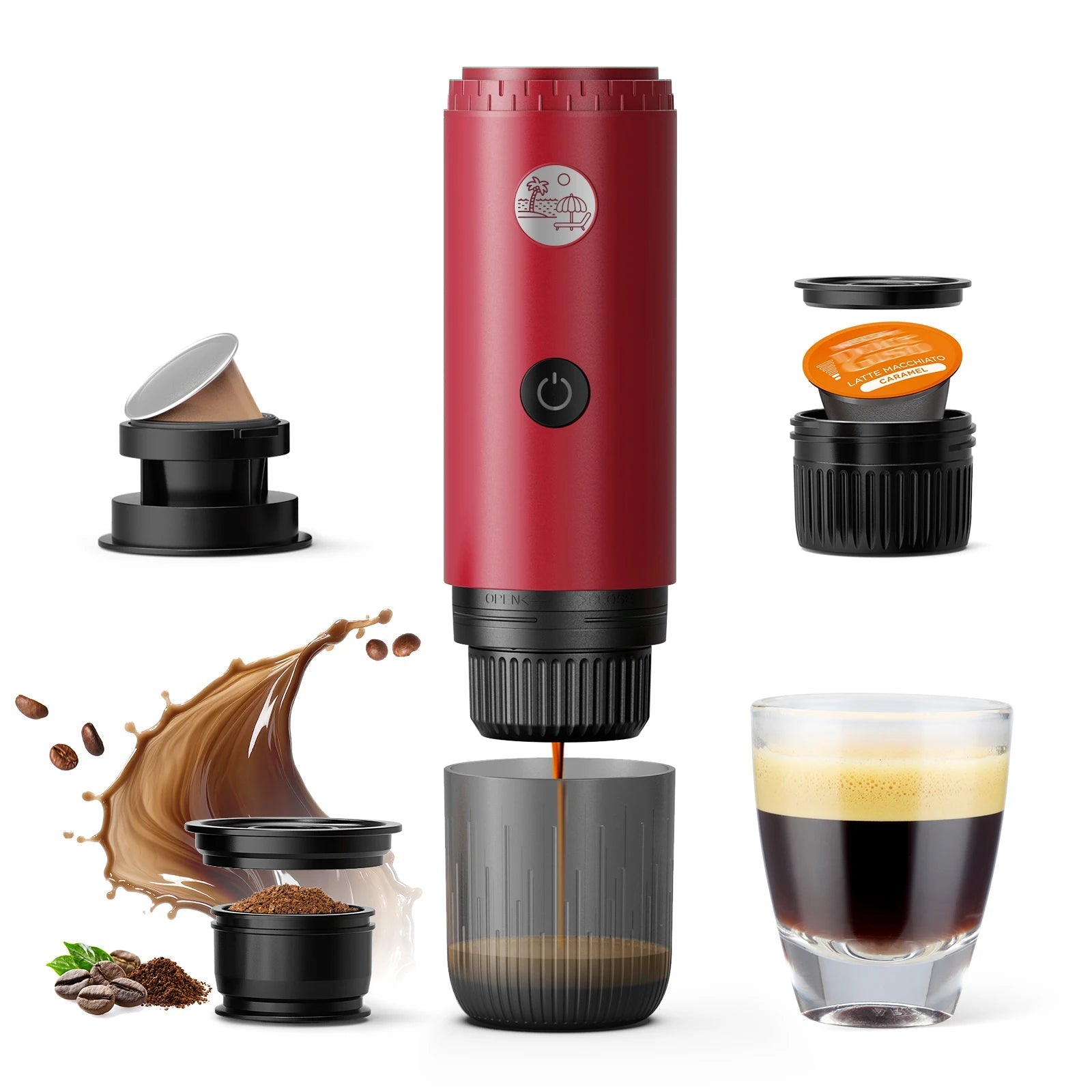 Machine à expresso portable 3-en-1, cafetière de voyage pour le camping, la randonnée, le bureau, auto-chauffante avec USB-C, nouveauté 2026 - Golden High-Tech