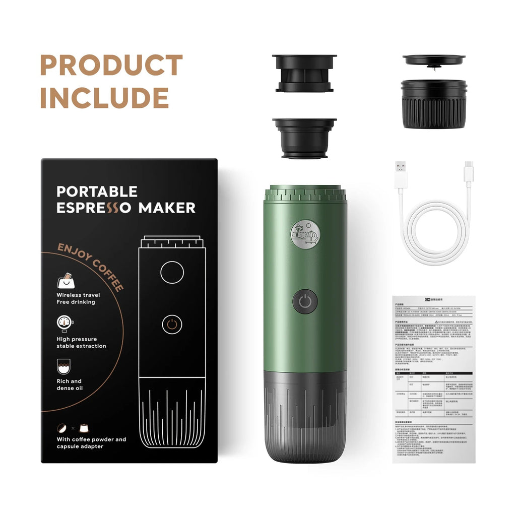 Machine à expresso portable 3-en-1, cafetière de voyage pour le camping, la randonnée, le bureau, auto-chauffante avec USB-C, nouveauté 2026 - Golden High-Tech