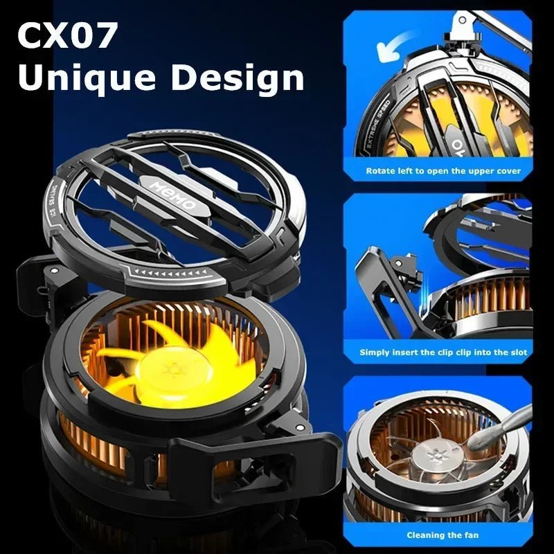 MEMO CX07 – refroidisseur de téléphone portable, ventilateur de refroidissement magnétique, radiateur pour PUBG Gaming, Clip arrière, dissipateur de chaleur frais pour Smartphones - Golden High-Tech