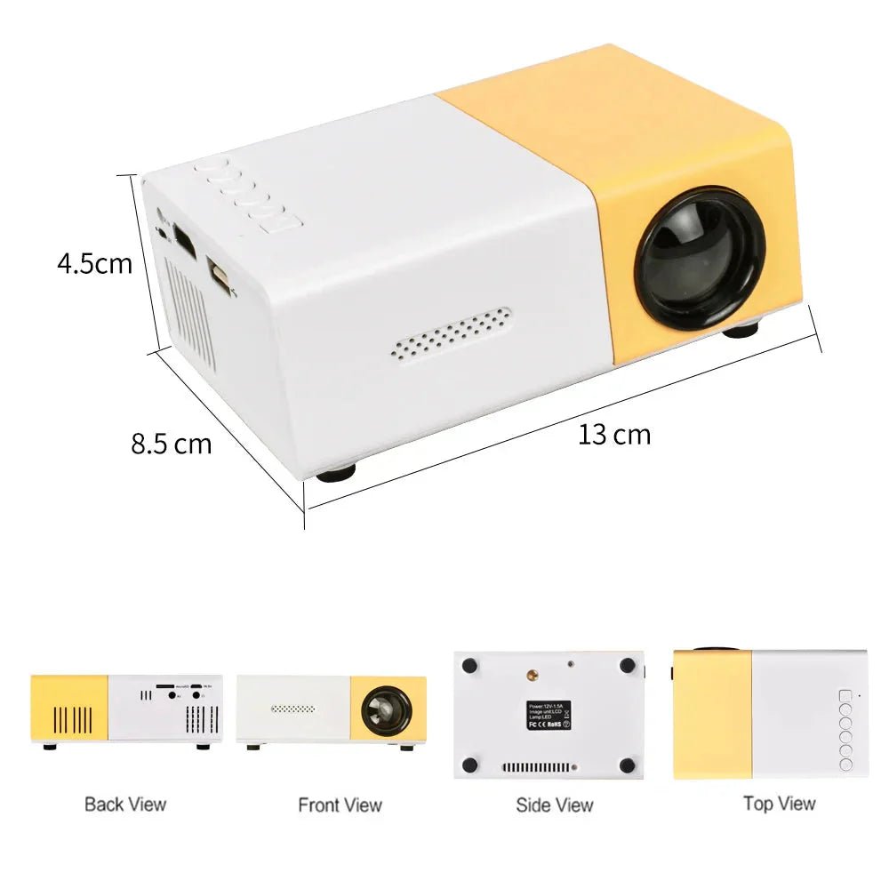 Mini Projector – 1080P Full HD Support, Portable LED Projector, 4K Video Playback, Multiple Connectivity Options - Golden High-Tech