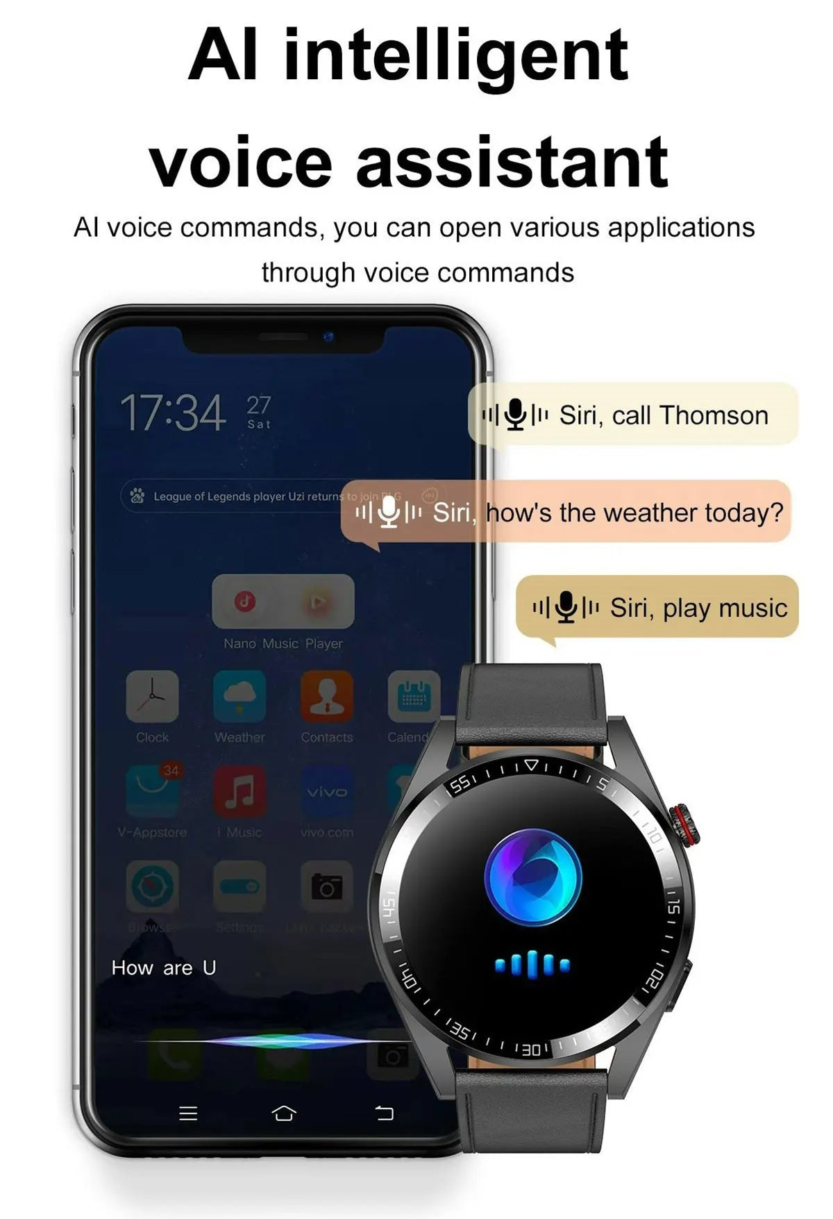 Montre intelligente AMOLED Z30 Pro pour hommes et femmes, montres-bracelets numériques, bracelet de fitness, musique locale, montre-bracelet électronique, 1.43" - Golden High-Tech