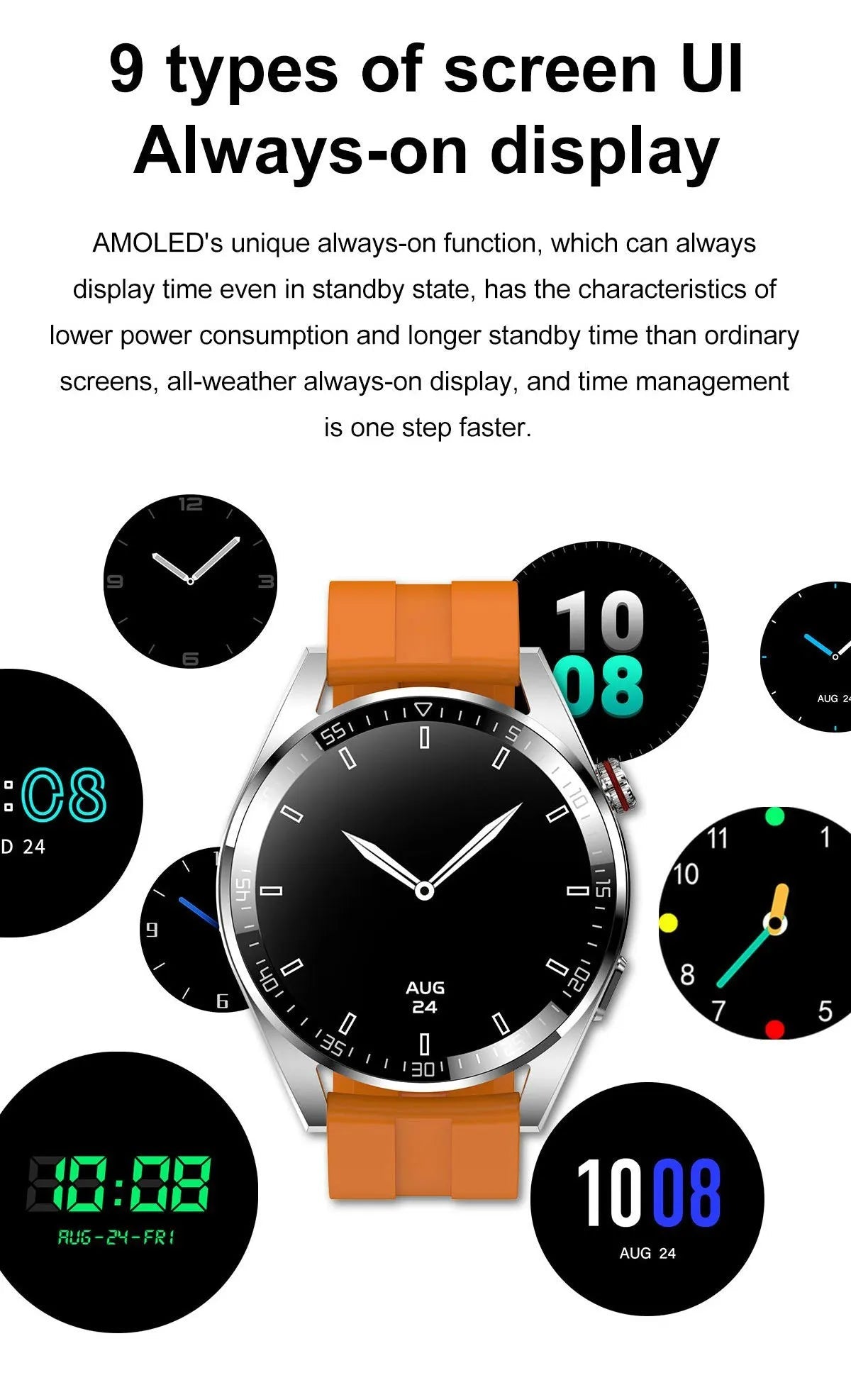 Montre intelligente AMOLED Z30 Pro pour hommes et femmes, montres-bracelets numériques, bracelet de fitness, musique locale, montre-bracelet électronique, 1.43" - Golden High-Tech