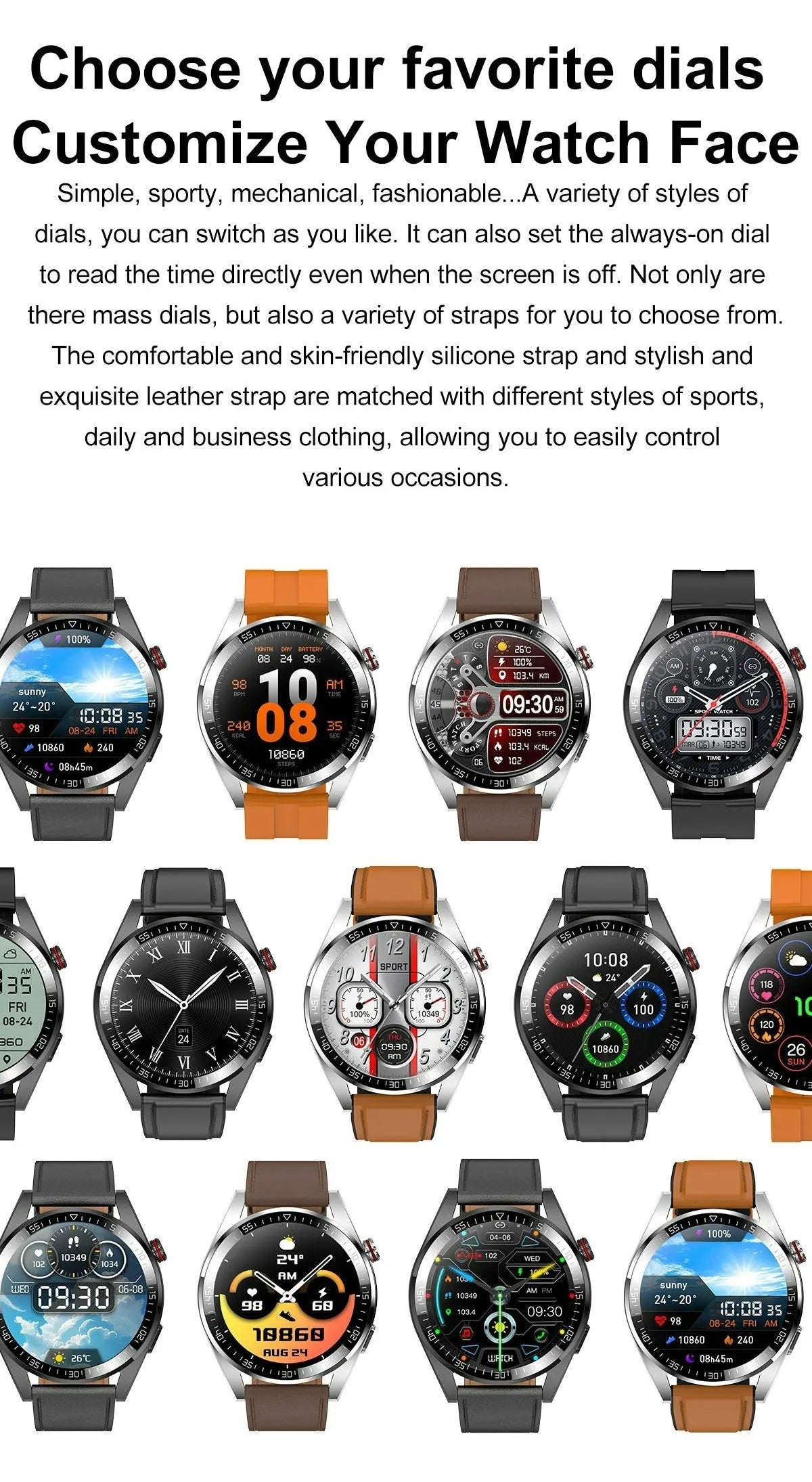 Montre intelligente AMOLED Z30 Pro pour hommes et femmes, montres-bracelets numériques, bracelet de fitness, musique locale, montre-bracelet électronique, 1.43" - Golden High-Tech