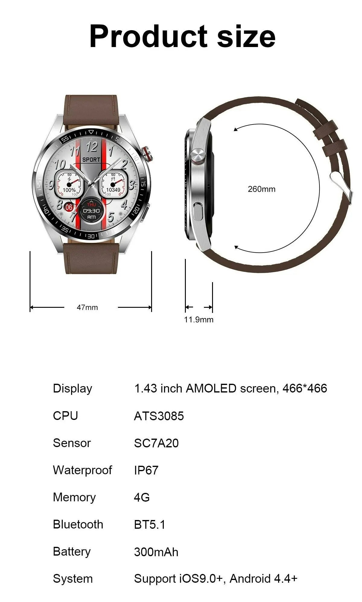 Montre intelligente AMOLED Z30 Pro pour hommes et femmes, montres-bracelets numériques, bracelet de fitness, musique locale, montre-bracelet électronique, 1.43" - Golden High-Tech