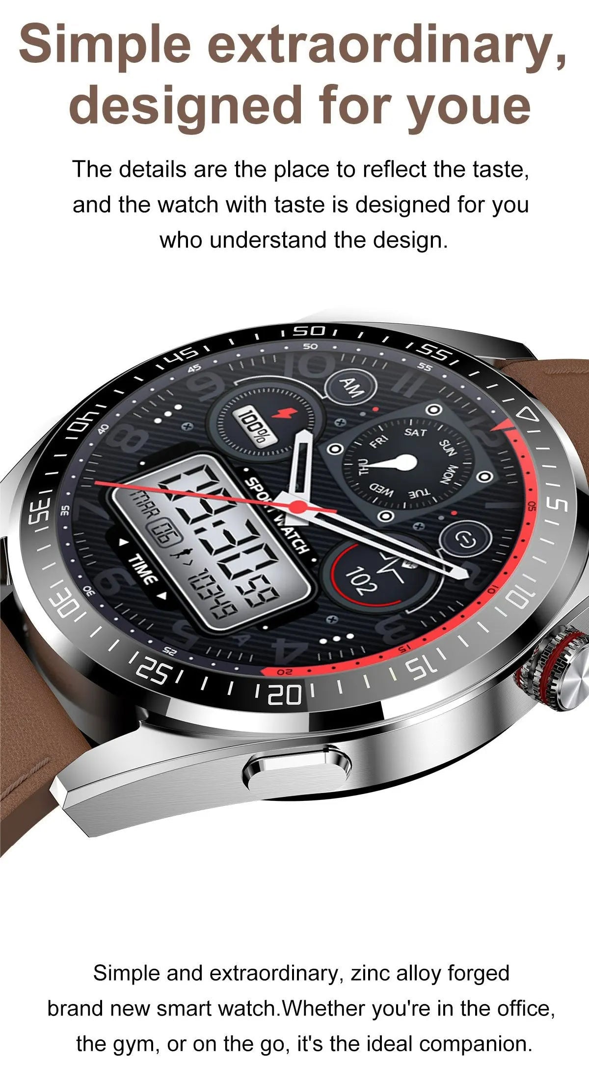 Montre intelligente AMOLED Z30 Pro pour hommes et femmes, montres-bracelets numériques, bracelet de fitness, musique locale, montre-bracelet électronique, 1.43" - Golden High-Tech