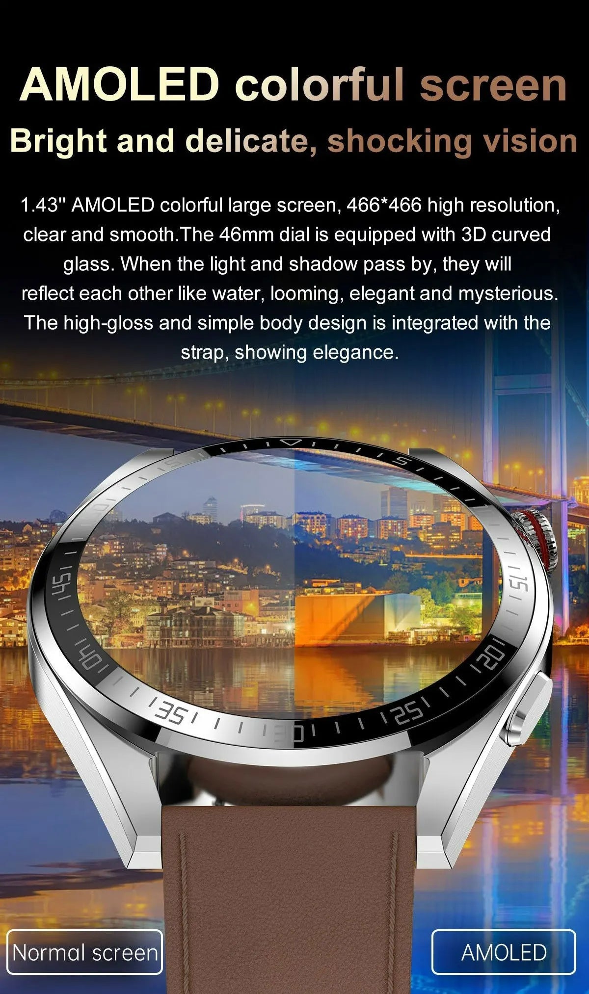 Montre intelligente AMOLED Z30 Pro pour hommes et femmes, montres-bracelets numériques, bracelet de fitness, musique locale, montre-bracelet électronique, 1.43" - Golden High-Tech