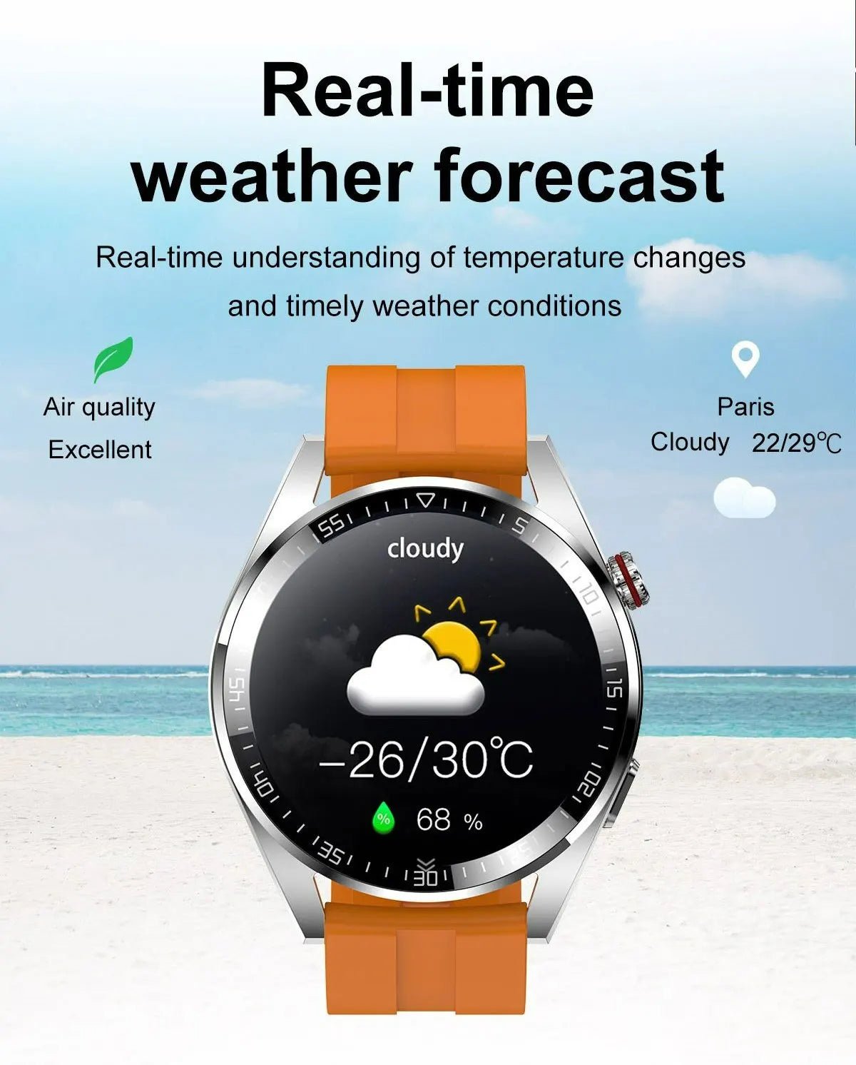 Montre intelligente AMOLED Z30 Pro pour hommes et femmes, montres-bracelets numériques, bracelet de fitness, musique locale, montre-bracelet électronique, 1.43" - Golden High-Tech