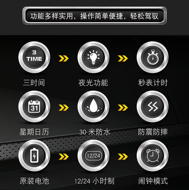 Multifunctional Sports Watch Men's Large Dial Digital Dual Display Electronic Watch Waterproof Belt Men's Watch Cross-border Foreign Trade Watch - Golden High-Tech
