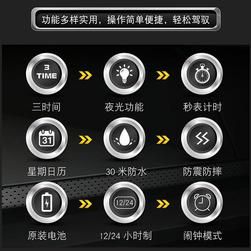Multifunctional Sports Watch Men's Large Dial Digital Dual Display Electronic Watch Waterproof Belt Men's Watch Cross-border Foreign Trade Watch - Golden High-Tech