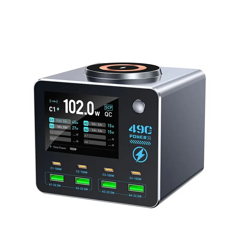 Nouveau chargeur numérique intelligent 140W, chargeur sans fil, chargeur multi-ports (4C4A) pour smartphones, tablettes et plus - Golden High-Tech