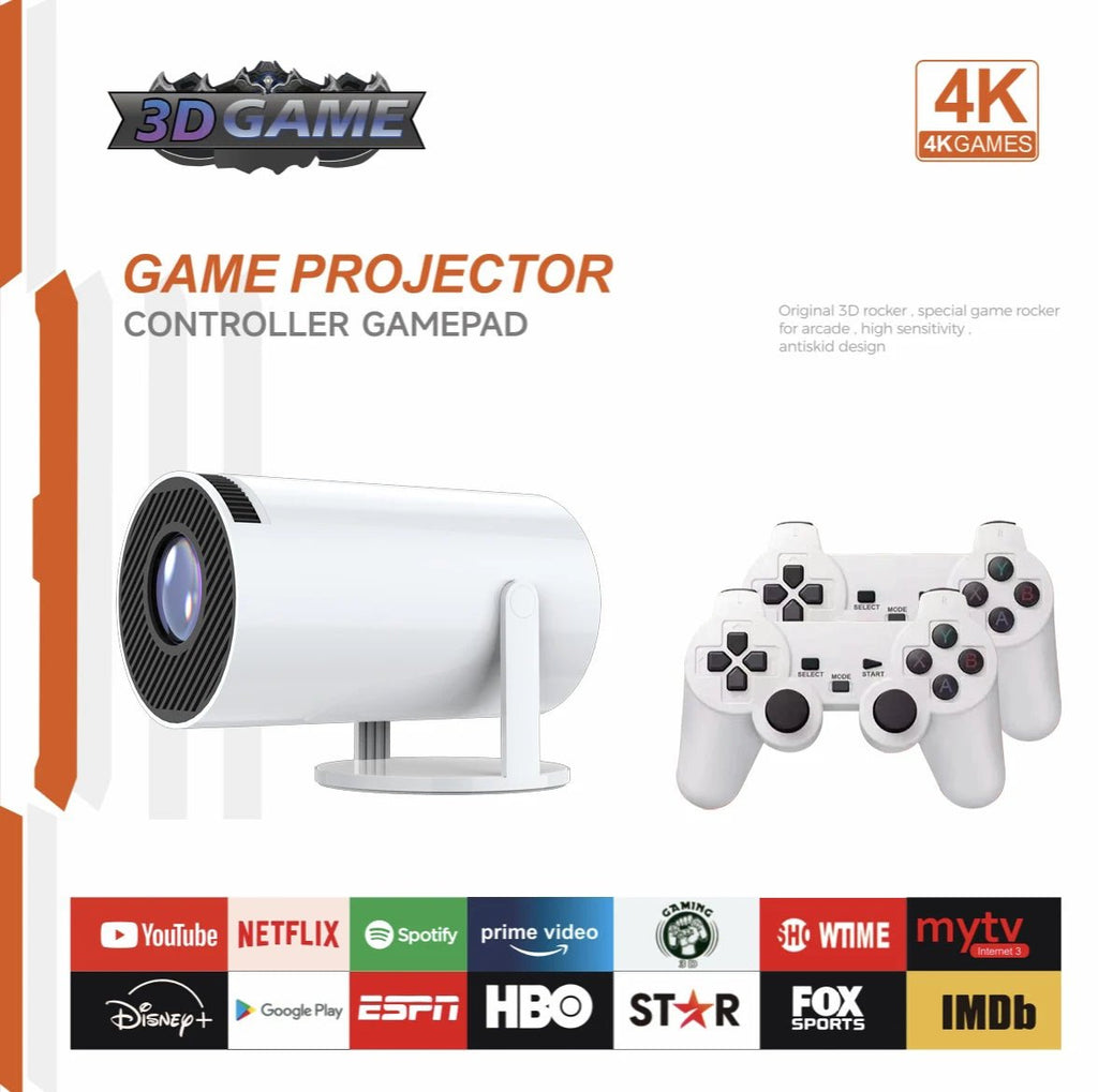 Projecteur de jeu 3D 2 en 1, contrôleur F300, boîtier TV, Android 11, 5G, WIfi, Playstore, cinéma maison, extérieur, mini projecteur portable 4k - Golden High-Tech