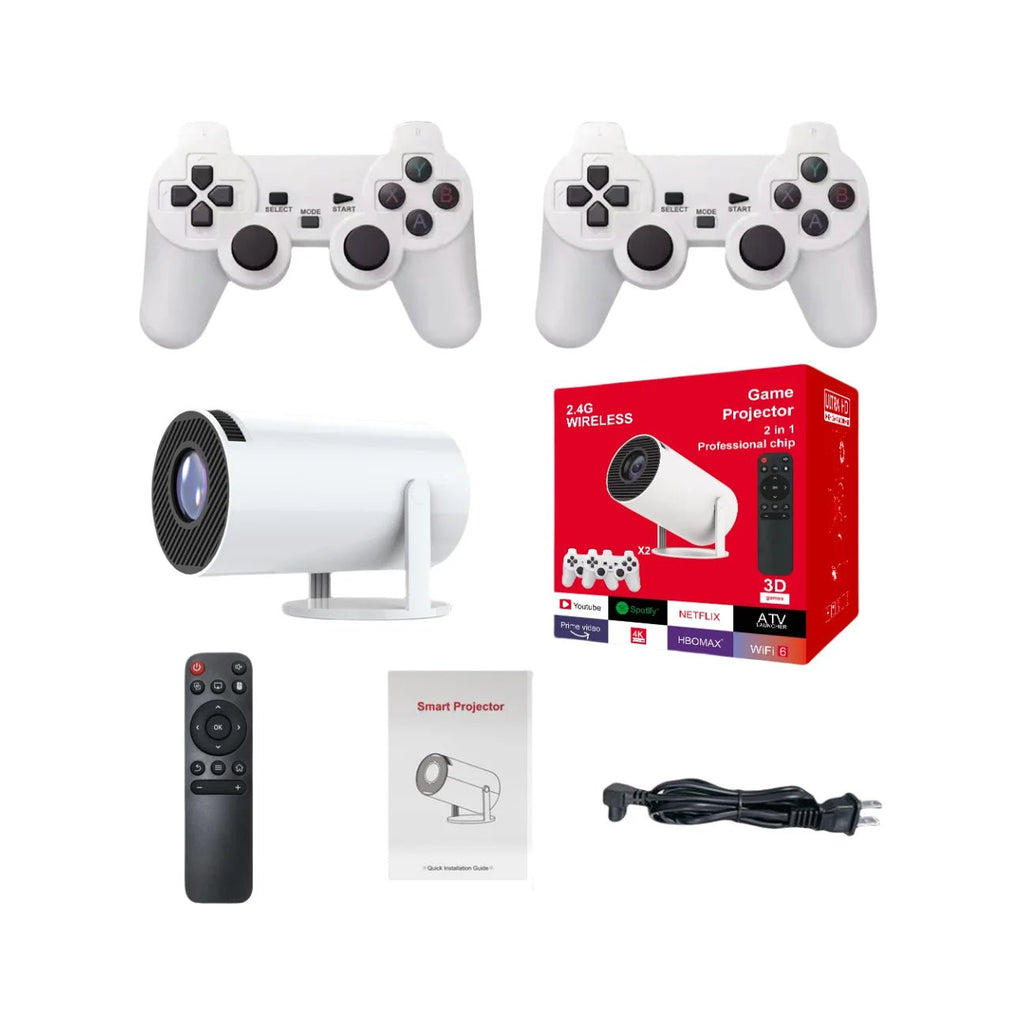 Projecteur de jeu 3D 2 en 1, contrôleur F300, boîtier TV, Android 11, 5G, WIfi, Playstore, cinéma maison, extérieur, mini projecteur portable 4k - Golden High-Tech
