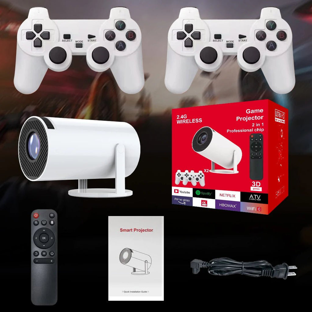 Projecteur de jeu 3D 2 en 1, contrôleur F300, boîtier TV, Android 11, 5G, WIfi, Playstore, cinéma maison, extérieur, mini projecteur portable 4k - Golden High-Tech