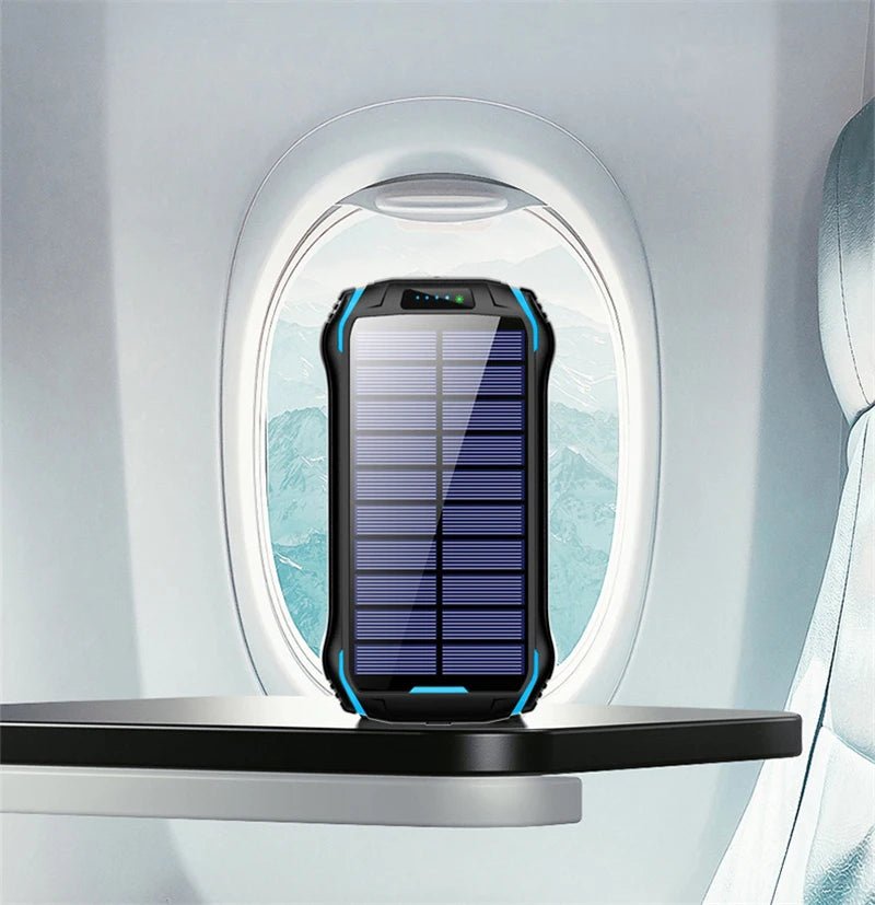 Solar Power Bank 26800mAh Waterproof Portable Solar Panel Fast Charger Powerbank External Battery Power Bank with Camping Light - Golden High-Tech