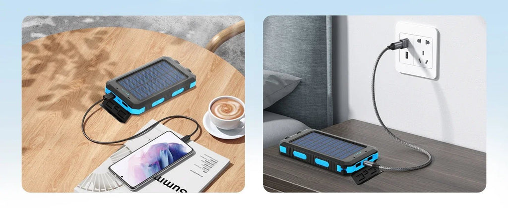 Solar power bank 50000mAh with built-in cable, lightweight and large capacity universal mobile power supply for mobile phones - Golden High-Tech