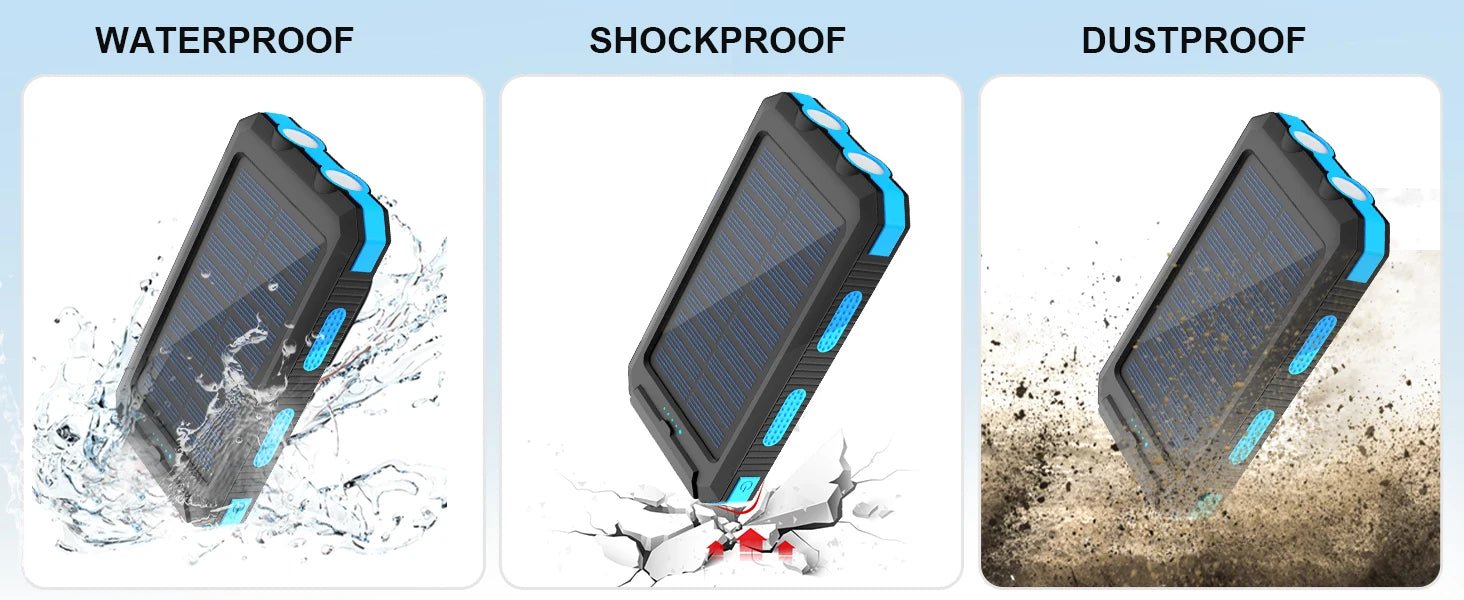 Solar power bank 50000mAh with built-in cable, lightweight and large capacity universal mobile power supply for mobile phones - Golden High-Tech