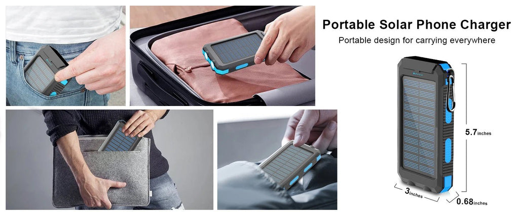 Solar power bank 50000mAh with built-in cable, lightweight and large capacity universal mobile power supply for mobile phones - Golden High-Tech
