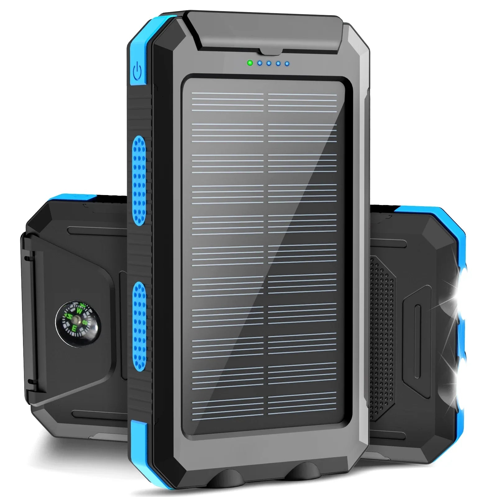 Solar power bank 50000mAh with built-in cable, lightweight and large capacity universal mobile power supply for mobile phones - Golden High-Tech