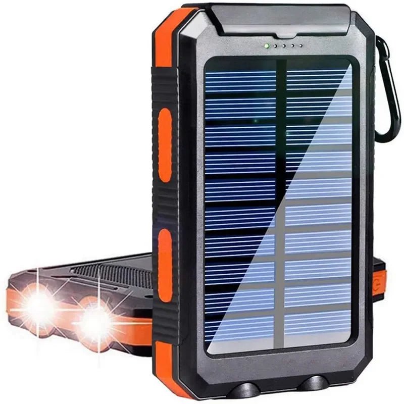 Solar power bank 50000mAh with built-in cable, lightweight and large capacity universal mobile power supply for mobile phones - Golden High-Tech