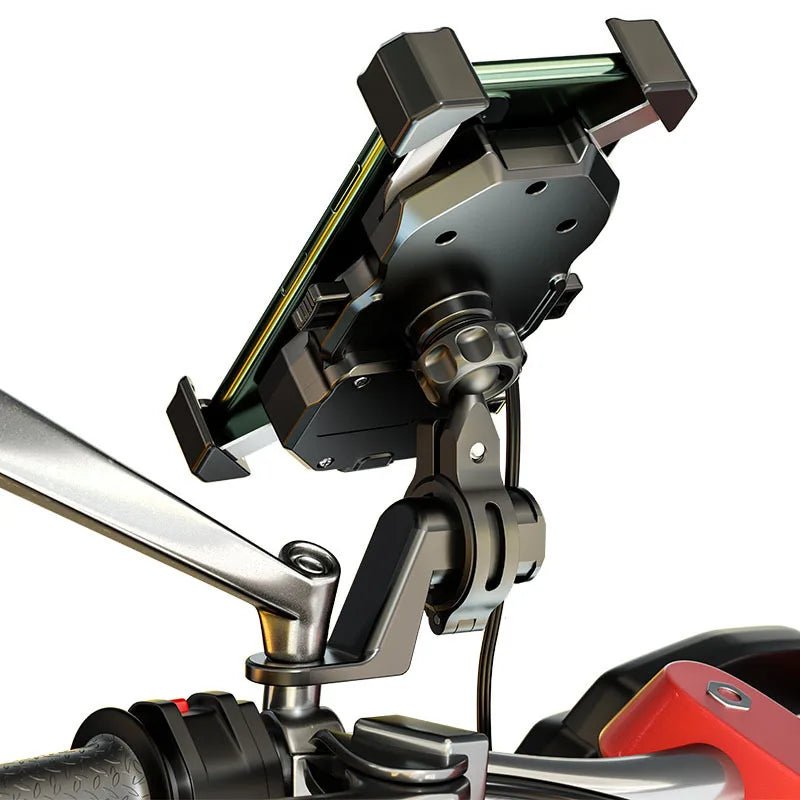 Support de téléphone portable pour moto avec chargeur sans fil USB Qi QC 3.0, support de smartphone pour moteur de scooter et vélo de course - Golden High-Tech