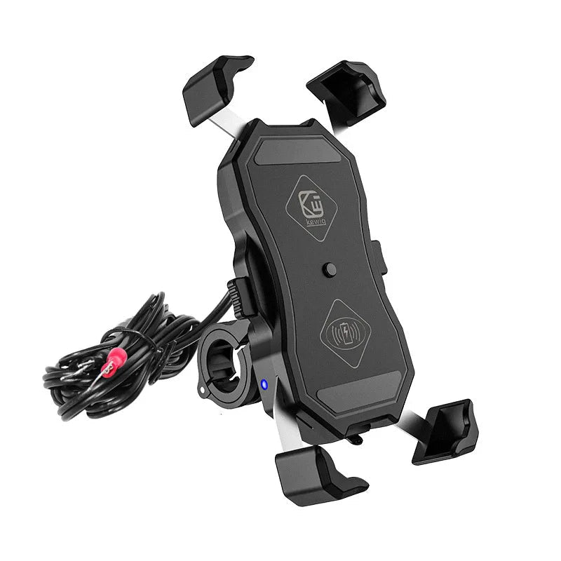 Support de téléphone portable pour moto avec chargeur sans fil USB Qi QC 3.0, support de smartphone pour moteur de scooter et vélo de course - Golden High-Tech