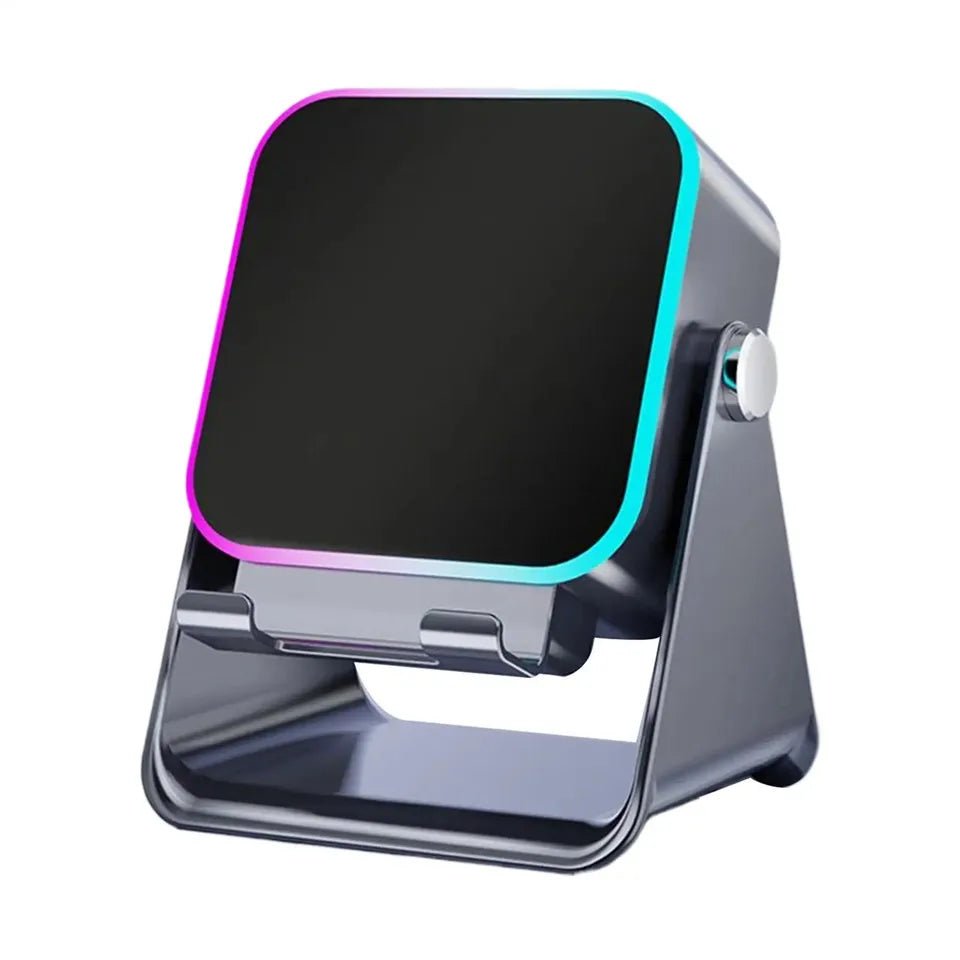 Support de téléphone réglable 2 en 1 avec haut-parleur Bluetooth et lumière RGB, support de bureau pour regarder des films, compatible avec les smartphones iPhone et Android - Golden High-Tech