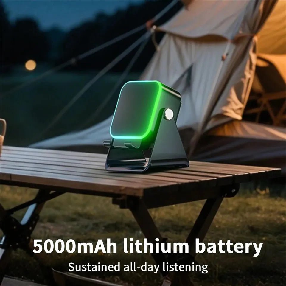 Support de téléphone réglable 2 en 1 avec haut-parleur Bluetooth et lumière RGB, support de bureau pour regarder des films, compatible avec les smartphones iPhone et Android - Golden High-Tech
