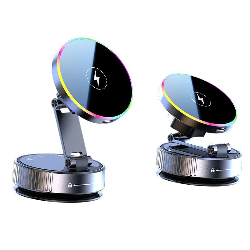Support magnétique à ventouse pour voiture avec chargeur sans fil, support de téléphone rotatif à 360 degrés, réglable et pliable pour smartphones - Golden High-Tech