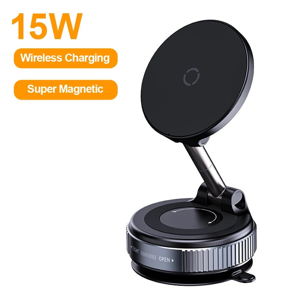Support magnétique à ventouse pour voiture avec chargeur sans fil, support de téléphone rotatif à 360 degrés, réglable et pliable pour smartphones - Golden High-Tech