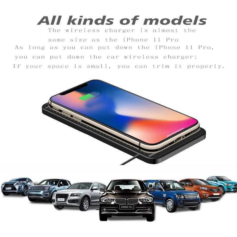 Wireless Car Charger Charging Pad 15w Non Slip Qi Fast Charger For Car Wireless Phone Charger For Android For IPhone 11/12/13/14 - Golden High-Tech