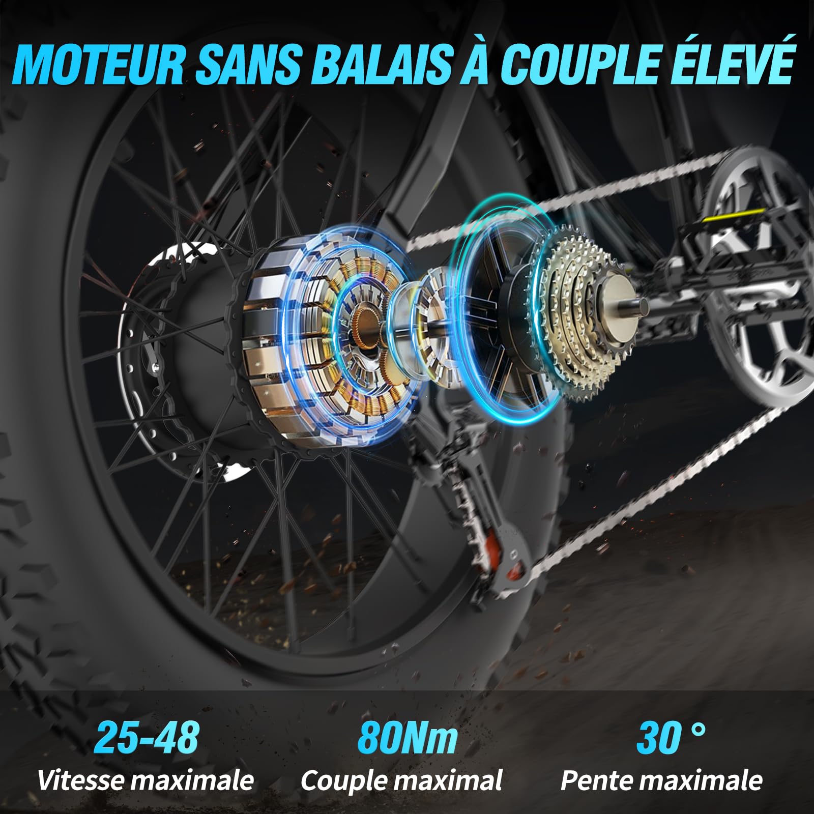YVY Vélo Électrique, Batterie Amovible 20/40Ah, Autonomie 120km/150km/300km, Fat Bike Électrique, VTT Électrique 7 Vitesses, E-Bike Double Suspension, Double Disque, Écran LCD - Golden High-Tech